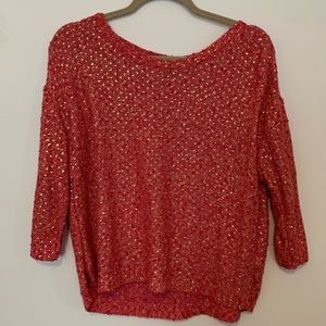 Pinks and gold knit sweater